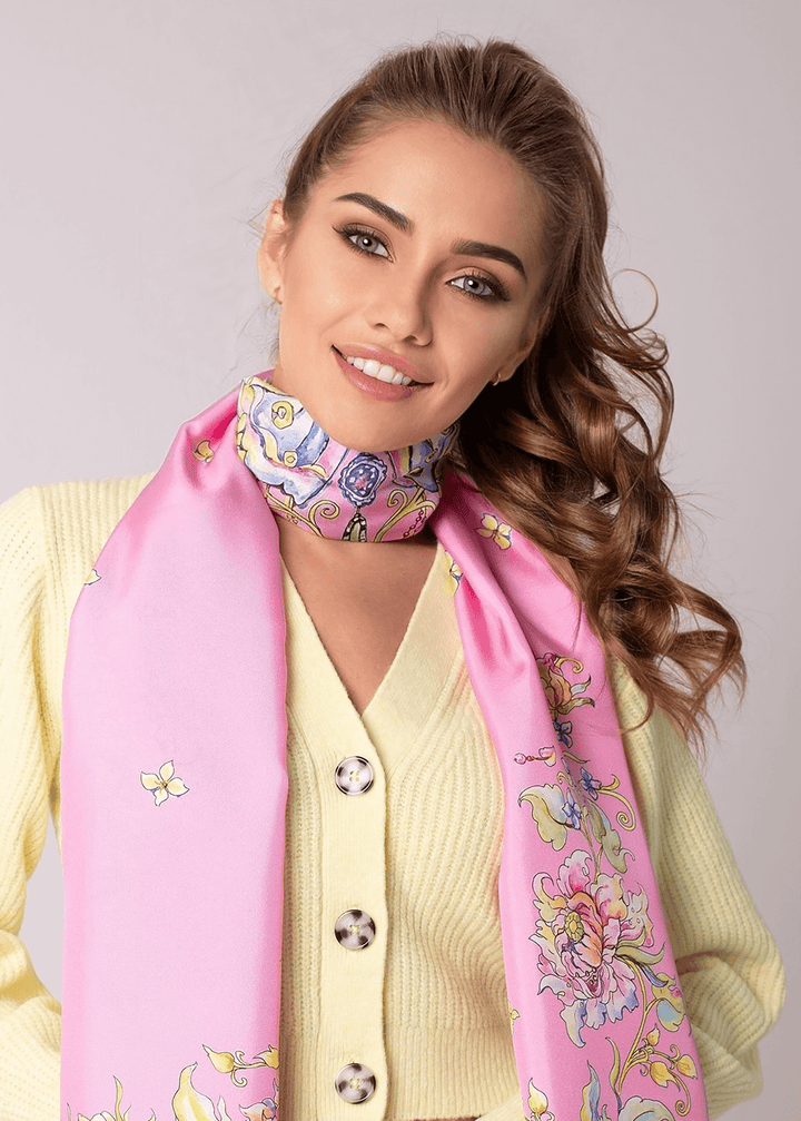 Reine Seide Schal mit Bunte Schmetterling  als Schmuck