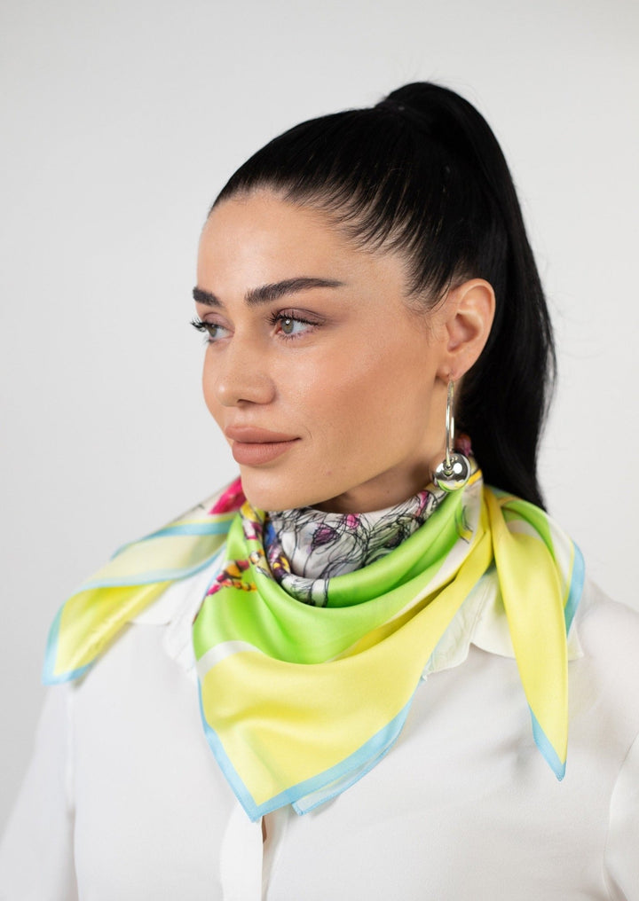 Silk Scarf Traveller, color yellow - IrynaFeinblatt