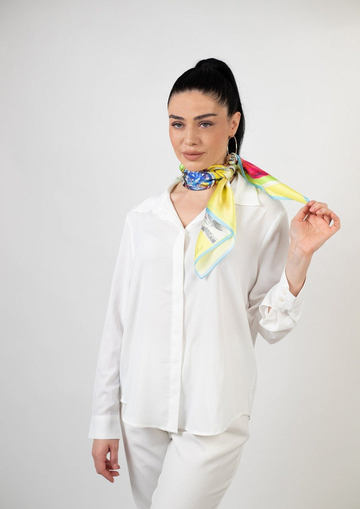 Silk Scarf Traveller, color yellow - IrynaFeinblatt